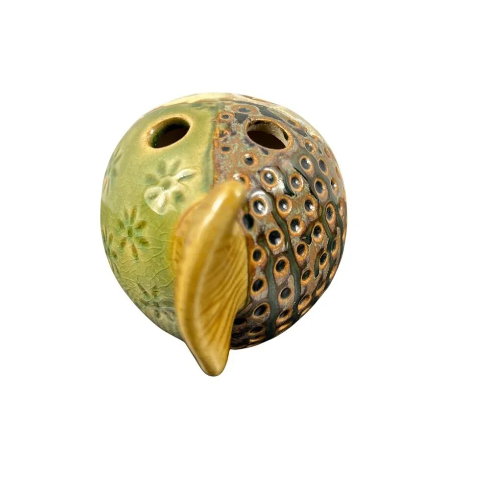 PIER 1 Blowfish Puffer Fish Bathroom Decor Toothbrush Holder Brown Green